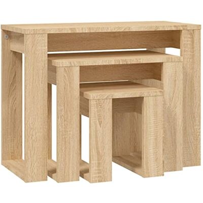 vidaXL Tables gigognes 3 pcs Chêne sonoma Bois d'ingénierie vidaXL Tables gigognes 3 pcs Chêne sonoma Bois d'ingénierie