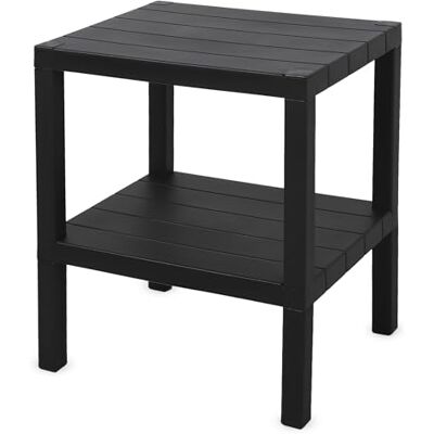 Spetebo Table d'appoint en plastique anthracite rectangulaire à 2 niveaux 45 x 38 cm Idéale pour le salon, la salle de bain et le balcon Spetebo Table d'appoint en plastique anthracite rectangulaire à 2 niveaux 45 x 38 cm Idéale pour le salon, la salle de bain et le balcon