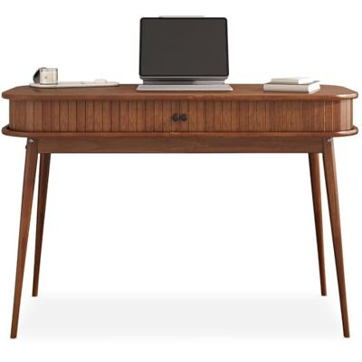 IDIMEX Bureau JARI en Bois Massif, 113 x 75 x 50 cm, Pieds Coniques, façade cannelée, Rangement Pratique avec Porte coullisante, Coloris châtaignier IDIMEX Bureau JARI en Bois Massif, 113 x 75 x 50 cm, Pieds Coniques, façade cannelée, Rangement Pratique avec Porte coullisante, Coloris châtaignier