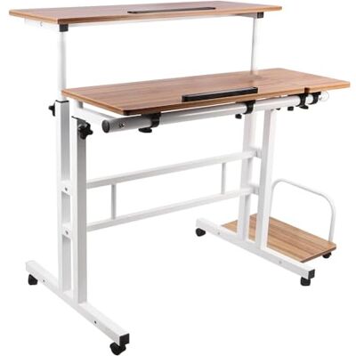 LANTUS Bureau Assis Debout, pour Etudier Travailler Chambre, 67-96cm, pour Travail à Domicile et Ordinateur, Petit Bureau Pliant, Table Pliable Gaming,102 x 60 x 67-115 cm (Grand) Chêne Ancien LANTUS Bureau Assis Debout, pour Etudier Travailler Chambre, 67-96cm, pour Travail à Domicile et Ordinateur, Petit Bureau Pliant, Table Pliable Gaming,102 x 60 x 67-115 cm (Grand) Chêne Ancien