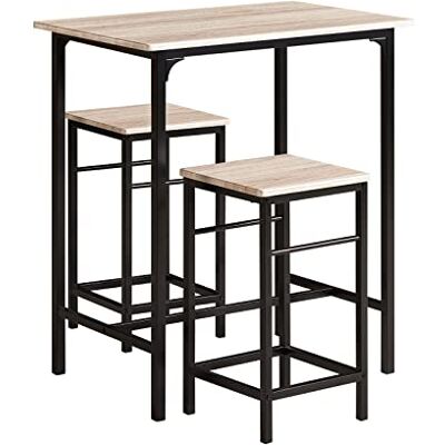 SoBuy OGT10-N Ensemble de bar et tabourets pour petit déjeuner avec table haute et 2 tabourets – Table de bar compacte pour petites cuisines et appartements SoBuy OGT10-N Ensemble de bar et tabourets pour petit déjeuner avec table haute et 2 tabourets – Table de bar compacte pour petites cuisines et appartements