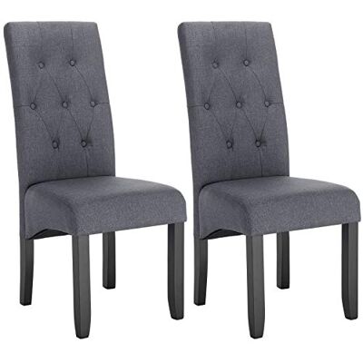 WOLTU Lot de 2 Chaises de Salle à Manger chaises de Cuisine rembourrée en Lin Pieds en Bois Massif,Gris Foncé BH106dgr-2 WOLTU Lot de 2 Chaises de Salle à Manger chaises de Cuisine rembourrée en Lin Pieds en Bois Massif,Gris Foncé BH106dgr-2