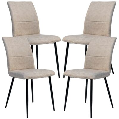 Trisens Chaises de salle à manger aspect cuir, chaises modernes confortables avec dos rembourré à l'avant rembourré, chaises de cuisine rembourrées, dossier incurvé pour plus de confort d'assise, couleur Trisens Chaises de salle à manger aspect cuir, chaises modernes confortables avec dos rembourré à l'avant rembourré, chaises de cuisine rembourrées, dossier incurvé pour plus de confort d'assise, couleur