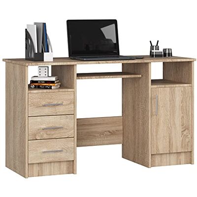 AKORD Ana Bureau d'ordinateur avec plateau pour clavier, bureau d'ordinateur, 3 tiroirs, 1 compartiment de rangement avec porte, 2 compartiments de rangement ouverts, 124 x 74 x 52 cm, 45 kg, chêne Sonoma AKORD Ana Bureau d'ordinateur avec plateau pour clavier, bureau d'ordinateur, 3 tiroirs, 1 compartiment de rangement avec porte, 2 compartiments de rangement ouverts, 124 x 74 x 52 cm, 45 kg, chêne Sonoma