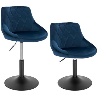 WOLTU Lot de 2 tabourets hauts de cuisine avec dossier en velours, bleu WOLTU Lot de 2 tabourets hauts de cuisine avec dossier en velours, bleu