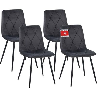 Albatros Dora Lot de 4 chaises de salle à manger rembourrées avec housse en velours, anthracite, design vintage élégant, charge maximale : 110 kg, pour cuisine, salle à manger ou table à manger Albatros Dora Lot de 4 chaises de salle à manger rembourrées avec housse en velours, anthracite, design vintage élégant, charge maximale : 110 kg, pour cuisine, salle à manger ou table à manger