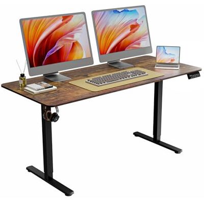 ERGOMAKER Bureau Assis Debout Électrique avec Mémoire 160x70cm Marron ERGOMAKER Bureau Assis Debout Électrique avec Mémoire 160x70cm Marron