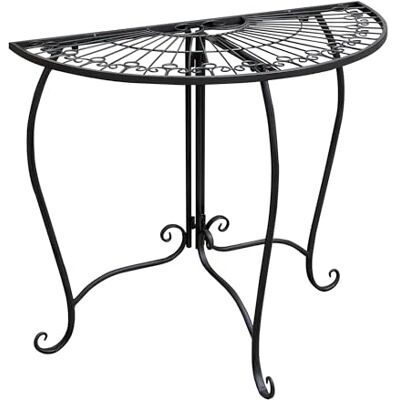Spetebo table d'appoint semi-circulaire en métal noir – 80 x 71 cm – Murale au design romantique vintage – Décorative de jardin, balcon, invités, fleurs Spetebo table d'appoint semi-circulaire en métal noir – 80 x 71 cm – Murale au design romantique vintage – Décorative de jardin, balcon, invités, fleurs