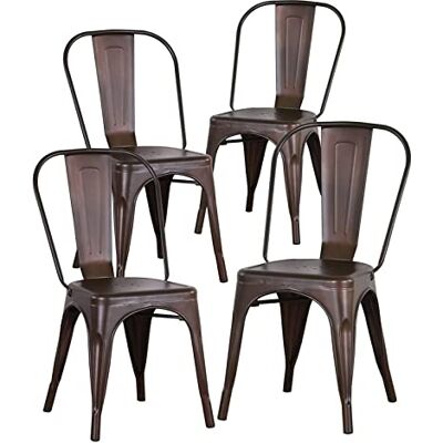 homewell Lot de 4 Chaise de Salle à Manger en métal avec Dossier Hauteur d'assise 44cm, Style Industriel, Chaises Empilables Fer, pour Intérieure et Extérieure, Jardin, Restaurants, Cuisine, Café homewell Lot de 4 Chaise de Salle à Manger en métal avec Dossier Hauteur d'assise 44cm, Style Industriel, Chaises Empilables Fer, pour Intérieure et Extérieure, Jardin, Restaurants, Cuisine, Café