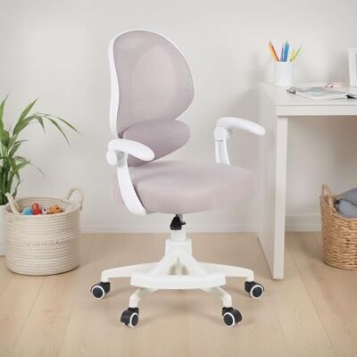 IDIMEX ISLA Chaise de bureau pivotante pour enfant avec repose-pieds Chaise de bureau ergonomique pour enfants et adolescents Hauteur réglable Avec soutien lombaire Dossier en maille IDIMEX ISLA Chaise de bureau pivotante pour enfant avec repose-pieds Chaise de bureau ergonomique pour enfants et adolescents Hauteur réglable Avec soutien lombaire Dossier en maille