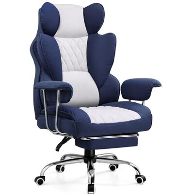 GTPLAYER Chaise de Jeu Ergonomique Inclinable Avec Repose-Pieds Dossier Réglable pour Travail et Jeu Chaise Gamer de Bureau (Bleu Foncé-Blanc) GTPLAYER Chaise de Jeu Ergonomique Inclinable Avec Repose-Pieds Dossier Réglable pour Travail et Jeu Chaise Gamer de Bureau (Bleu Foncé-Blanc)