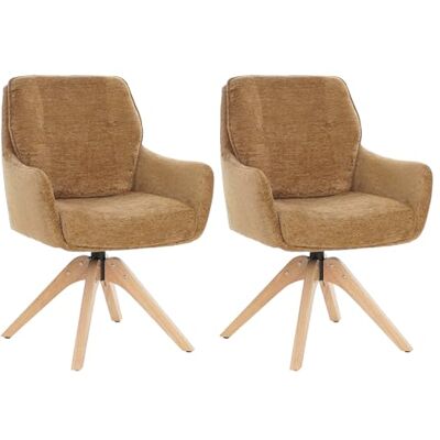 Mendler HWC-Q37 Lot de 2 chaises de salle à manger pivotantes avec retour automatique, tissu chenille certifié Öko-Tex Bois MVG Jaune moutarde Mendler HWC-Q37 Lot de 2 chaises de salle à manger pivotantes avec retour automatique, tissu chenille certifié Öko-Tex Bois MVG Jaune moutarde