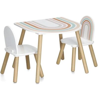 Zeller 13536 Rainbow Ensemble de 3 sièges pour enfant en MDF/pin Table env. 55 x 55 x 45 cm Chaise env. 28 x 28 x 49 cm Zeller 13536 Rainbow Ensemble de 3 sièges pour enfant en MDF/pin Table env. 55 x 55 x 45 cm Chaise env. 28 x 28 x 49 cm