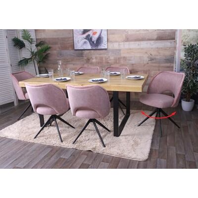 Mendler Lot de 6 chaises de salle à manger HWC-N72 Rembourrées Pivotantes Retour automatique Tissu/textile (420 g/m²) Certifié Öko-Tex Rose Mendler Lot de 6 chaises de salle à manger HWC-N72 Rembourrées Pivotantes Retour automatique Tissu/textile (420 g/m²) Certifié Öko-Tex Rose
