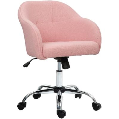 HOMCOM Chaise de Bureau, Fauteuil Ergonomique en Peluche Teddy, Hauteur Régoulable, Assise et Dossier Rembourrés, Pivotant 360°, Design Moderne, pour Bureau ou Chambre, Rose HOMCOM Chaise de Bureau, Fauteuil Ergonomique en Peluche Teddy, Hauteur Régoulable, Assise et Dossier Rembourrés, Pivotant 360°, Design Moderne, pour Bureau ou Chambre, Rose