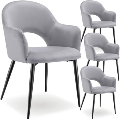 tectake ® Chaises de Salle à Manger Sachel, Fauteuil Rembourré Aspect Velours, Chaise de Cuisine, Chaises Ergonomiques pour Salon Cuisine, Chaise de Salle à Manger avec Accoudoir, Capacité de Charge tectake ® Chaises de Salle à Manger Sachel, Fauteuil Rembourré Aspect Velours, Chaise de Cuisine, Chaises Ergonomiques pour Salon Cuisine, Chaise de Salle à Manger avec Accoudoir, Capacité de Charge