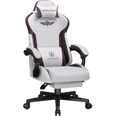 GTPLAYER Chaise Gaming, Chaise de Jeu Ergonomique en Tissu avec Soutien Lombaire, Chaise PC avec Dossier allongé, capacité de Charge jusqu'à 150 kg, Marron GTPLAYER Chaise Gaming, Chaise de Jeu Ergonomique en Tissu avec Soutien Lombaire, Chaise PC avec Dossier allongé, capacité de Charge jusqu'à 150 kg, Marron