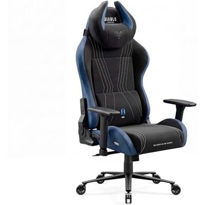 Diablo Chaise Gaming Ergonomique Fauteuil Gamer Tissu Premium Chaise Gamer Bureau Accoudoirs 3D Dossier Inclinable 140° Coussin Mémoire Structure Métal 140 kg Night Blue Diablo Chaise Gaming Ergonomique Fauteuil Gamer Tissu Premium Chaise Gamer Bureau Accoudoirs 3D Dossier Inclinable 140° Coussin Mémoire Structure Métal 140 kg Night Blue