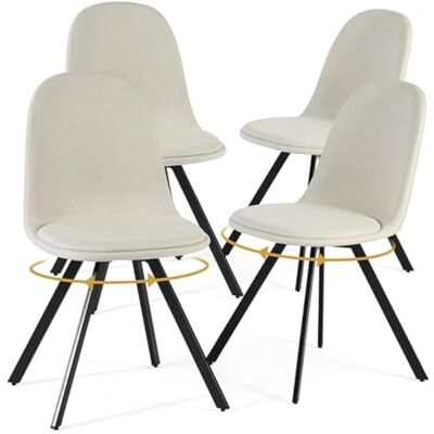 FurnitureR Lumos Lot de 4 chaises de salle à manger pivotantes à 360° en tissu pour salle à manger, salon, cuisine Beige FurnitureR Lumos Lot de 4 chaises de salle à manger pivotantes à 360° en tissu pour salle à manger, salon, cuisine Beige