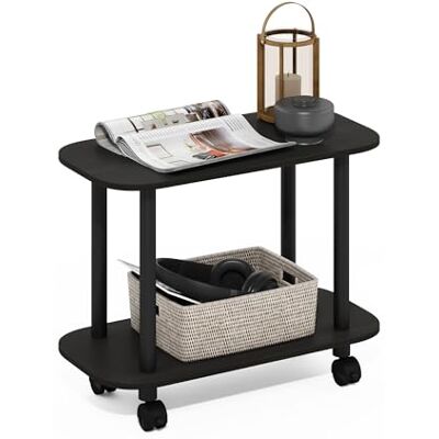 Furinno Turn-N-Tube Table d'appoint ovale moderne avec roulettes, expresso/noir Furinno Turn-N-Tube Table d'appoint ovale moderne avec roulettes, expresso/noir