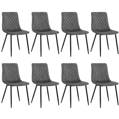 EUGAD Lot de 8 chaises de salle à manger, cuisine, salon, coiffeuse, rembourrées, avec siège en velours, pieds en métal, 150 kg, pour salle à manger, cuisine, salon, entrée Gris foncé EUGAD Lot de 8 chaises de salle à manger, cuisine, salon, coiffeuse, rembourrées, avec siège en velours, pieds en métal, 150 kg, pour salle à manger, cuisine, salon, entrée Gris foncé