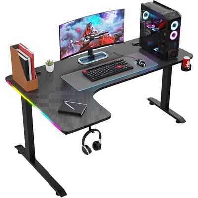 Avalo Bureau d'angle en L 160x100x75 cm Bureau de jeu avec éclairage LED Table Noir Avalo Bureau d'angle en L 160x100x75 cm Bureau de jeu avec éclairage LED Table Noir