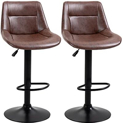 HOMCOM Tabourets de Bar Vintage Repose-Pied Lot de 2 Marron Effet Vieilli HOMCOM Tabourets de Bar Vintage Repose-Pied Lot de 2 Marron Effet Vieilli