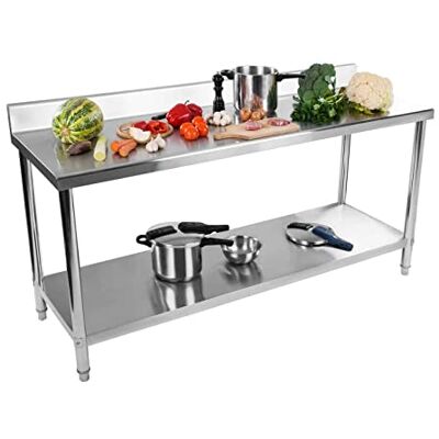 Royal Catering RCAT-180/60-S Table de Travail en Acier Inoxydable (180 x 60 cm, 1 Plateau de Travail et 1 étagère, jusqu'à 400 kg, Inclinaison, Hauteur réglable, Acier Inoxydable) Royal Catering RCAT-180/60-S Table de Travail en Acier Inoxydable (180 x 60 cm, 1 Plateau de Travail et 1 étagère, jusqu'à 400 kg, Inclinaison, Hauteur réglable, Acier Inoxydable)