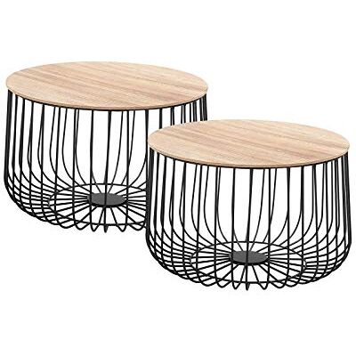 IDIMEX Lot de 2 Tables d'appoint Padova Tables à café Basses Rondes Bouts de canapé Design Vintage Industriel avec Rangement Panier en métal et Plateau Amovible en MDF décor Bois Naturel IDIMEX Lot de 2 Tables d'appoint Padova Tables à café Basses Rondes Bouts de canapé Design Vintage Industriel avec Rangement Panier en métal et Plateau Amovible en MDF décor Bois Naturel