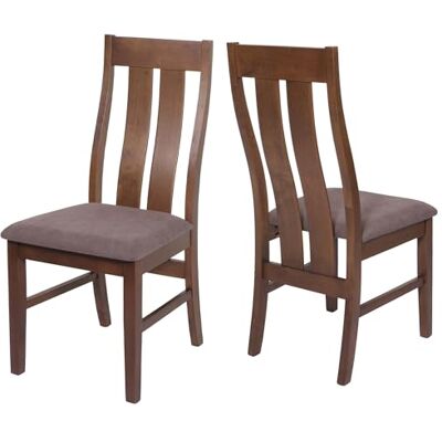 Mendler HWC-M58AM Lot de 2 chaises de salle à manger inclinables en tissu et bois massif Structure sombre Taupe Mendler HWC-M58AM Lot de 2 chaises de salle à manger inclinables en tissu et bois massif Structure sombre Taupe