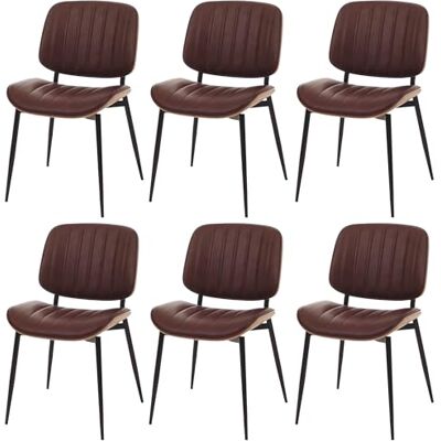Mendler HWC-O44 Lot de 6 chaises de salle à manger, de cuisine, en bois bug, cuir synthétique, certifié Öko-Tex FSC®, naturel, marron vintage Mendler HWC-O44 Lot de 6 chaises de salle à manger, de cuisine, en bois bug, cuir synthétique, certifié Öko-Tex FSC®, naturel, marron vintage