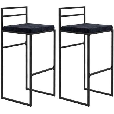 HOMCOM Lot de 2 chaises Hautes, tabourets de Bar, Structure en Acier, Hauteur 74 cm, avec Repose-Pieds, Coussin d'assise en Velours, chaises de Bar, Style Moderne élégant, Noir HOMCOM Lot de 2 chaises Hautes, tabourets de Bar, Structure en Acier, Hauteur 74 cm, avec Repose-Pieds, Coussin d'assise en Velours, chaises de Bar, Style Moderne élégant, Noir