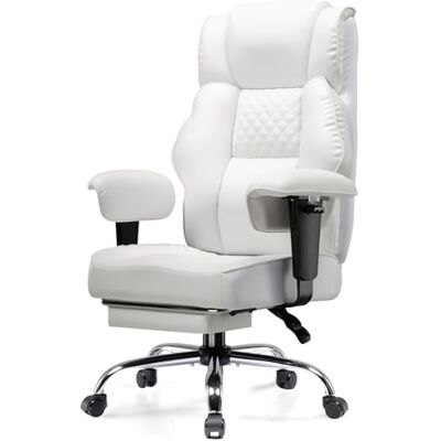 GTPLAYER Chaise de jeu, large, avec ressort de poche, ergonomique, en PC, réglable et pivotante, avec repose-pieds, en cuir synthétique, 180 kg, blanche GTPLAYER Chaise de jeu, large, avec ressort de poche, ergonomique, en PC, réglable et pivotante, avec repose-pieds, en cuir synthétique, 180 kg, blanche