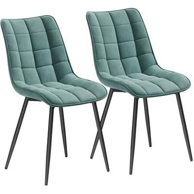 WOLTU BH142ts-2 Chaise de Salle à Manger Lot de 2 Chaise de Cuisine Assise rembourrée en Velours Pieds en métal Stable,Vert Turc WOLTU BH142ts-2 Chaise de Salle à Manger Lot de 2 Chaise de Cuisine Assise rembourrée en Velours Pieds en métal Stable,Vert Turc
