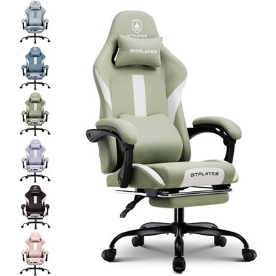 GTPLAYER Chaise Gaming Tissu, Chaise Bureau, Chaise Ergonomique, Chaise Gamer, Support Lombaire Et Appui-TêTe, Chaise De Jeu RéGlable En Hauteur, Chaise D'Ordinateur Pivotante, Vert GTPLAYER Chaise Gaming Tissu, Chaise Bureau, Chaise Ergonomique, Chaise Gamer, Support Lombaire Et Appui-TêTe, Chaise De Jeu RéGlable En Hauteur, Chaise D'Ordinateur Pivotante, Vert