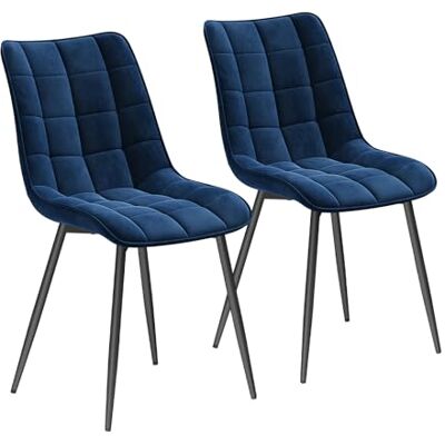 WOLTU BH142bl-2 Chaise de Salle à Manger Lot de 2 Chaise de Cuisine Assise rembourrée en Velours Pieds en métal Stable,Bleu WOLTU BH142bl-2 Chaise de Salle à Manger Lot de 2 Chaise de Cuisine Assise rembourrée en Velours Pieds en métal Stable,Bleu