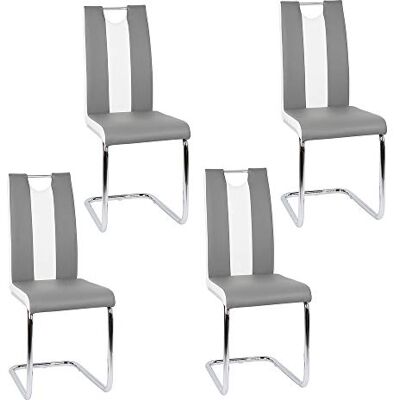 LANTUS Chaises Salle à Manger Chaise de Cuisine Modernes, Ergonomique, Polyuréthane (PU), Galvanisé, Scandinave, Salle à Manger, Cuisine, Bureau, Salon, Gris Clair + Blanc (4 pièces) LANTUS Chaises Salle à Manger Chaise de Cuisine Modernes, Ergonomique, Polyuréthane (PU), Galvanisé, Scandinave, Salle à Manger, Cuisine, Bureau, Salon, Gris Clair + Blanc (4 pièces)