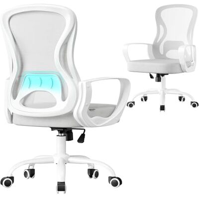 SONGMICS Chaise de bureau ergonomique pivotante en maille avec support lombaire, fonction bascule, accoudoirs, pour bureau, chambre à coucher, gris tourterelle et nuage OBN043GD02 SONGMICS Chaise de bureau ergonomique pivotante en maille avec support lombaire, fonction bascule, accoudoirs, pour bureau, chambre à coucher, gris tourterelle et nuage OBN043GD02