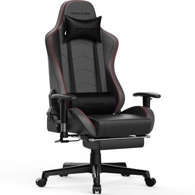 GTPLAYER Chaise gamer avec repose-pieds, haut-parleur Bluetooth, ergonomique, pour bureau, ordinateur, avec dossier réglable, charge maximale : 150 kg, noire GTPLAYER Chaise gamer avec repose-pieds, haut-parleur Bluetooth, ergonomique, pour bureau, ordinateur, avec dossier réglable, charge maximale : 150 kg, noire