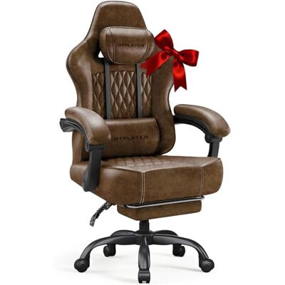GTPLAYER Chaise Gaming, Ergonomique Fauteuil de Bureau, Siège tournant et réglable en hauteur à accoudoirs synchronisés, Coussin Lombaire, Coussin pour la Tête et Siège Extra-Épais GTPLAYER Chaise Gaming, Ergonomique Fauteuil de Bureau, Siège tournant et réglable en hauteur à accoudoirs synchronisés, Coussin Lombaire, Coussin pour la Tête et Siège Extra-Épais