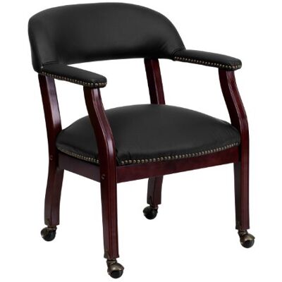 Flash Furniture Chaise à roulettes Style Capitaine, Luxueuse, en Cuir Noir, B-Z100-LF-0005-BK-LEA-GG Flash Furniture Chaise à roulettes Style Capitaine, Luxueuse, en Cuir Noir, B-Z100-LF-0005-BK-LEA-GG