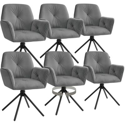 tectake ® Fauteuil Rotatif Lenia, Lot de 6 Fauteuils Pivotants avec Accoudoir, Chaises de Salle à Manger Rotatives à 360°, Fauteuils Pivotants, Aspect Velours Anthracite, Chaise Ergonomique pour Salle tectake ® Fauteuil Rotatif Lenia, Lot de 6 Fauteuils Pivotants avec Accoudoir, Chaises de Salle à Manger Rotatives à 360°, Fauteuils Pivotants, Aspect Velours Anthracite, Chaise Ergonomique pour Salle