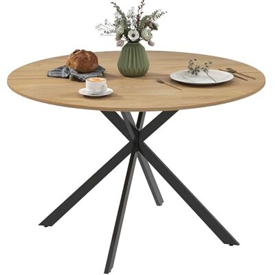 HOMCOM Table à Manger Ronde pour 4 Personnes Industriel Ø 120 cm Chêne HOMCOM Table à Manger Ronde pour 4 Personnes Industriel Ø 120 cm Chêne