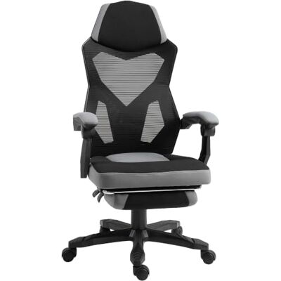 HOMCOM Vinsetto Chaise de Bureau Fauteuil Gaming Hauteur réglable Dossier roulettes pivotantes Repose-Pied Tissu en Maille 58L x 63l x 112-122H cm Bleu (Gris) HOMCOM Vinsetto Chaise de Bureau Fauteuil Gaming Hauteur réglable Dossier roulettes pivotantes Repose-Pied Tissu en Maille 58L x 63l x 112-122H cm Bleu (Gris)