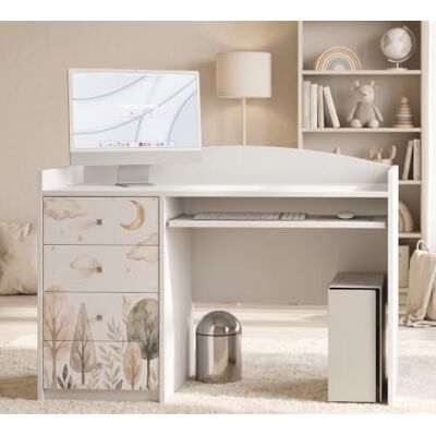 Happy Babies Grand bureau pour enfant, blanc, 125 x 60 cm, avec 4 tiroirs, bureau d'étudiant pour garçons et filles, table d'apprentissage avec motif au choix (n° 383) Happy Babies Grand bureau pour enfant, blanc, 125 x 60 cm, avec 4 tiroirs, bureau d'étudiant pour garçons et filles, table d'apprentissage avec motif au choix (n° 383)