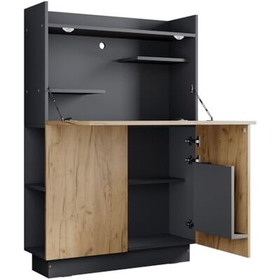 Vicco Secrétaire bureau "Alena", Anthracite/chêne doré, 85x28.6cm Vicco Secrétaire bureau "Alena", Anthracite/chêne doré, 85x28.6cm