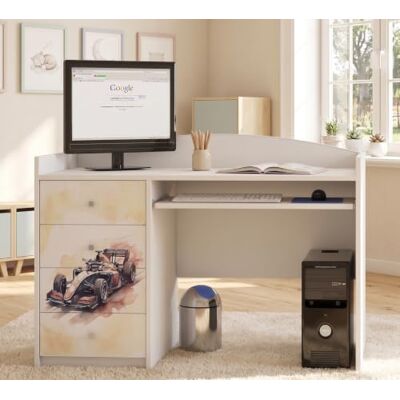 Happy Babies Grand bureau pour enfant, blanc, 125 x 60 cm, avec 4 tiroirs, bureau d'étudiant pour garçons et filles, table d'apprentissage avec motif au choix (n° 380) Happy Babies Grand bureau pour enfant, blanc, 125 x 60 cm, avec 4 tiroirs, bureau d'étudiant pour garçons et filles, table d'apprentissage avec motif au choix (n° 380)