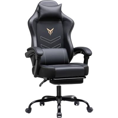 GTPLAYER Chaise de gaming ergonomique avec repose-pieds, chaise de bureau réglable en hauteur avec coussin de tête et lombaire Chaise pivotante en cuir synthétique noir GTPLAYER Chaise de gaming ergonomique avec repose-pieds, chaise de bureau réglable en hauteur avec coussin de tête et lombaire Chaise pivotante en cuir synthétique noir