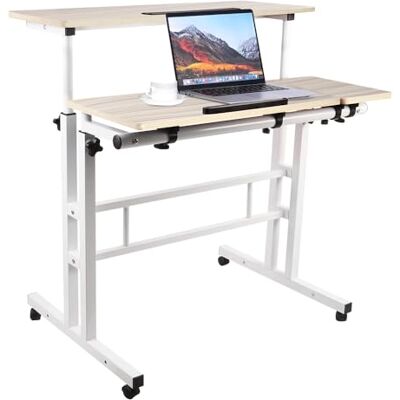 homewell Bureau d'Ordinateur Réglable avec Plateau Inclinable, Bureau Assis Debout avec Support d'écran, PC Gaming Table, pour Étudier, Jouer, Travailler, Chambre, Imperméable (80 * 60 * 67-115cm) homewell Bureau d'Ordinateur Réglable avec Plateau Inclinable, Bureau Assis Debout avec Support d'écran, PC Gaming Table, pour Étudier, Jouer, Travailler, Chambre, Imperméable (80 * 60 * 67-115cm)