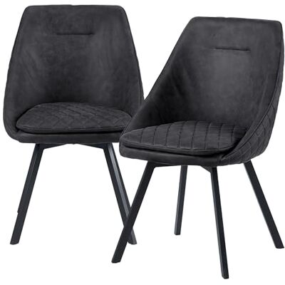 Trisens Lot de 2 chaises de salle à manger, design avec revêtement en cuir synthétique, aspect vieilli, pour cuisine, couleur : noir, quantité : 2 pièces Trisens Lot de 2 chaises de salle à manger, design avec revêtement en cuir synthétique, aspect vieilli, pour cuisine, couleur : noir, quantité : 2 pièces